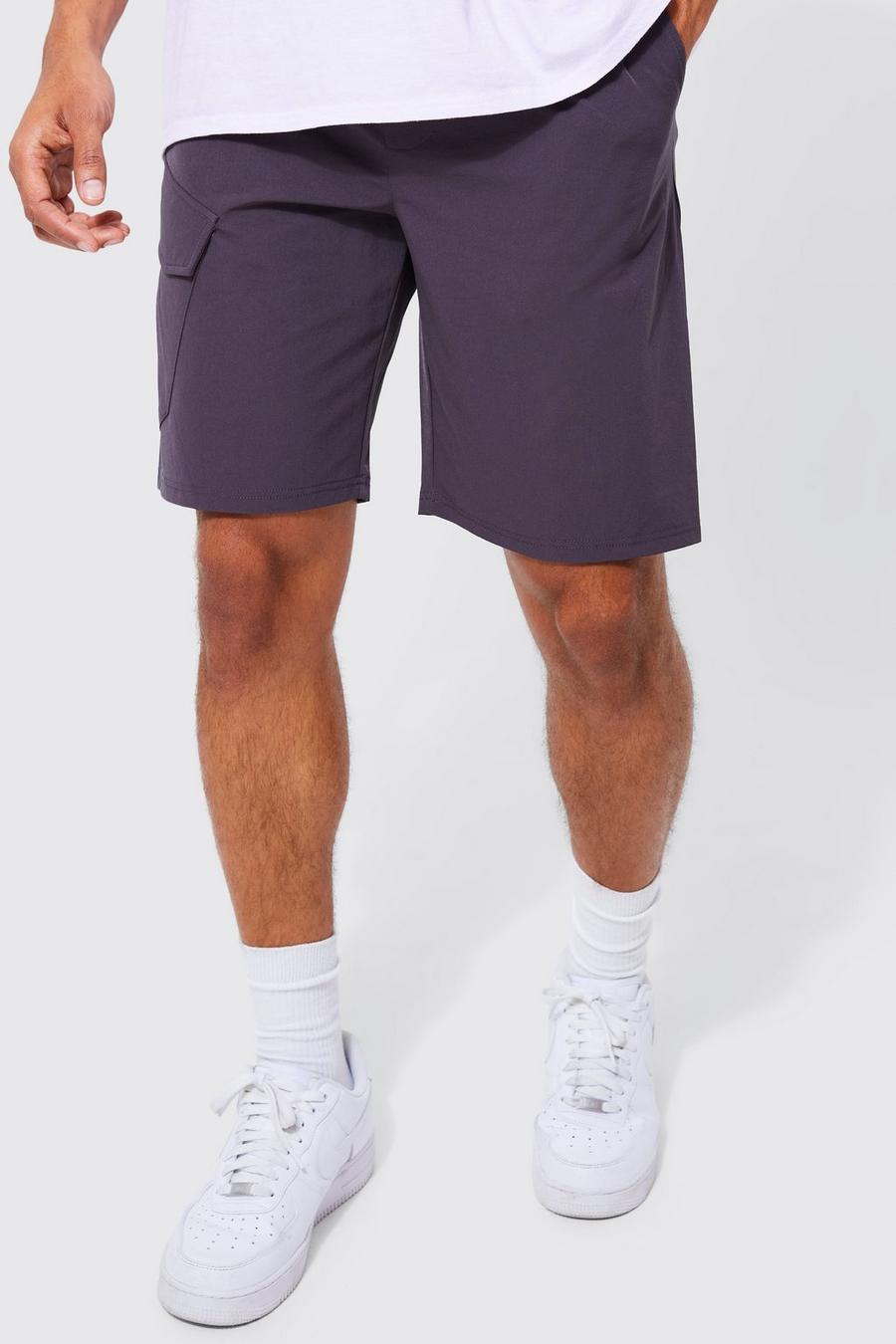 Pantaloncini elasticizzati comodi in Stretch leggero, Charcoal