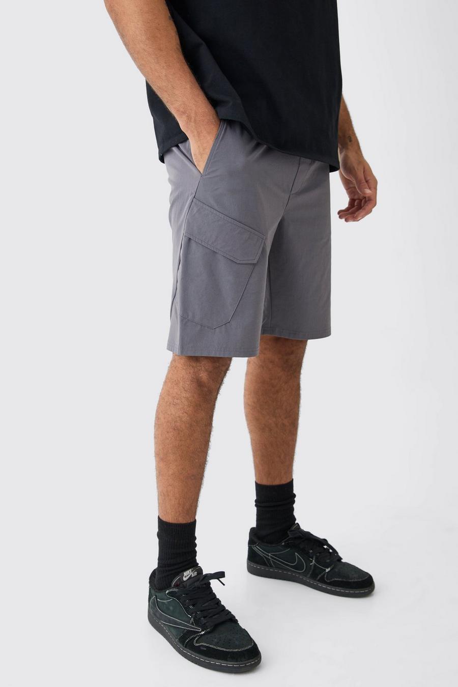 Pantaloncini elasticizzati comodi in Stretch leggero, Charcoal