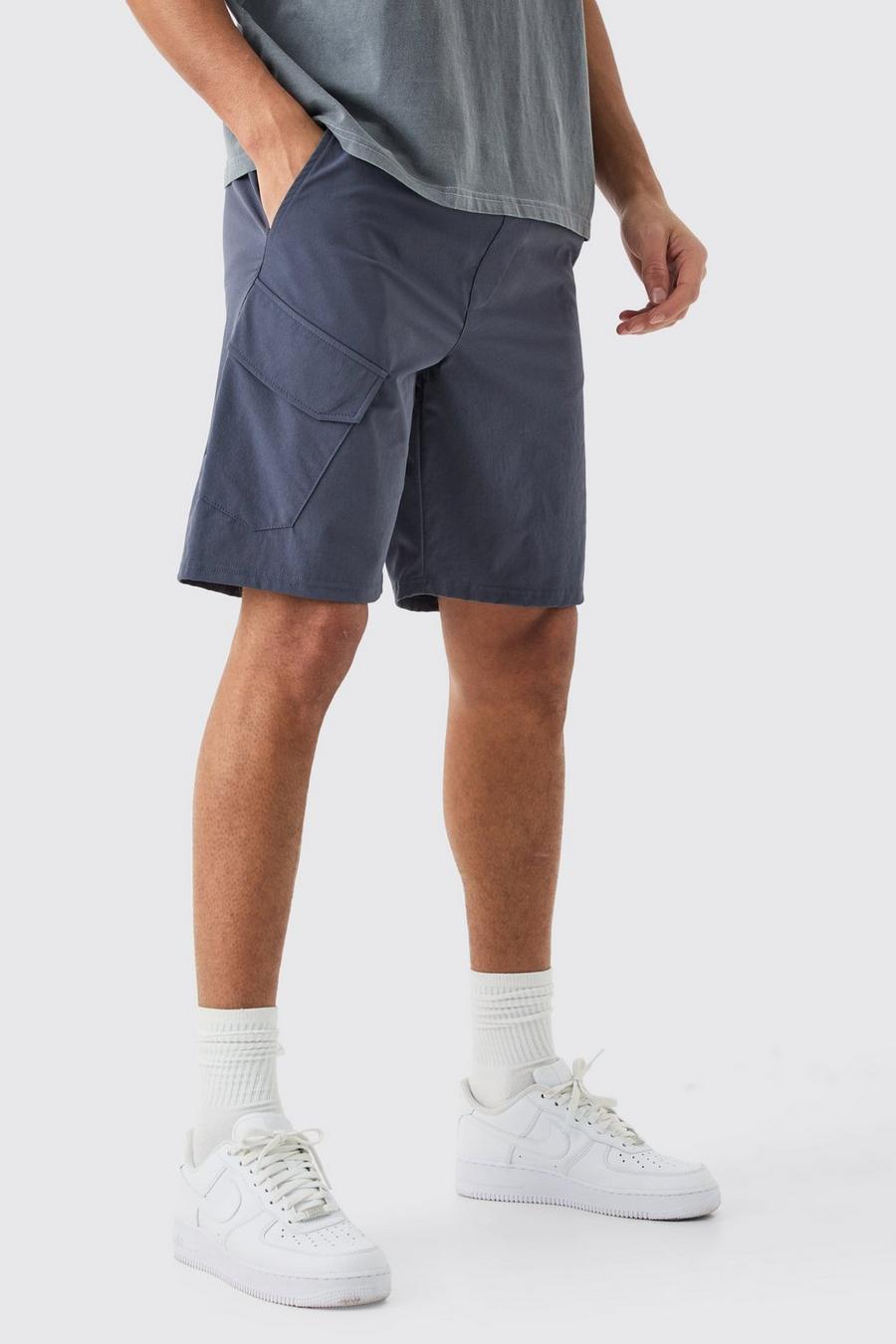 Slate blue Långa shorts med stretch image number 1