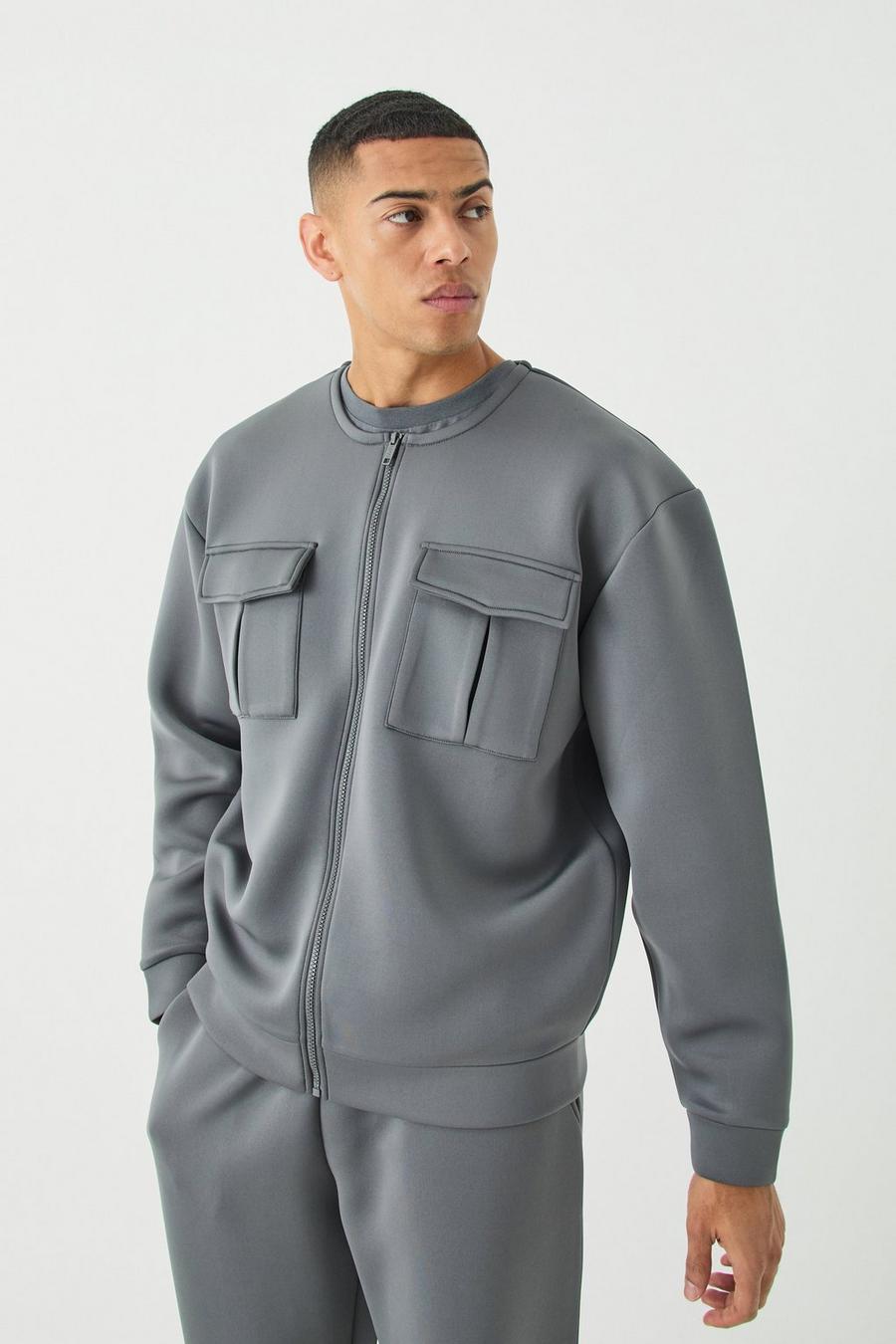 Bomber oversize à poches cargo, Charcoal