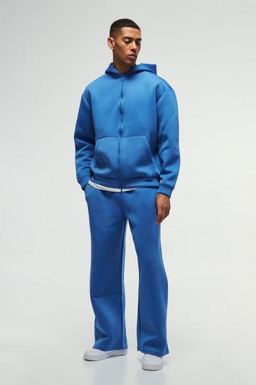 Oversized Bonded Scuba Double Ended Zip Hoodie Tracksuit cobalt