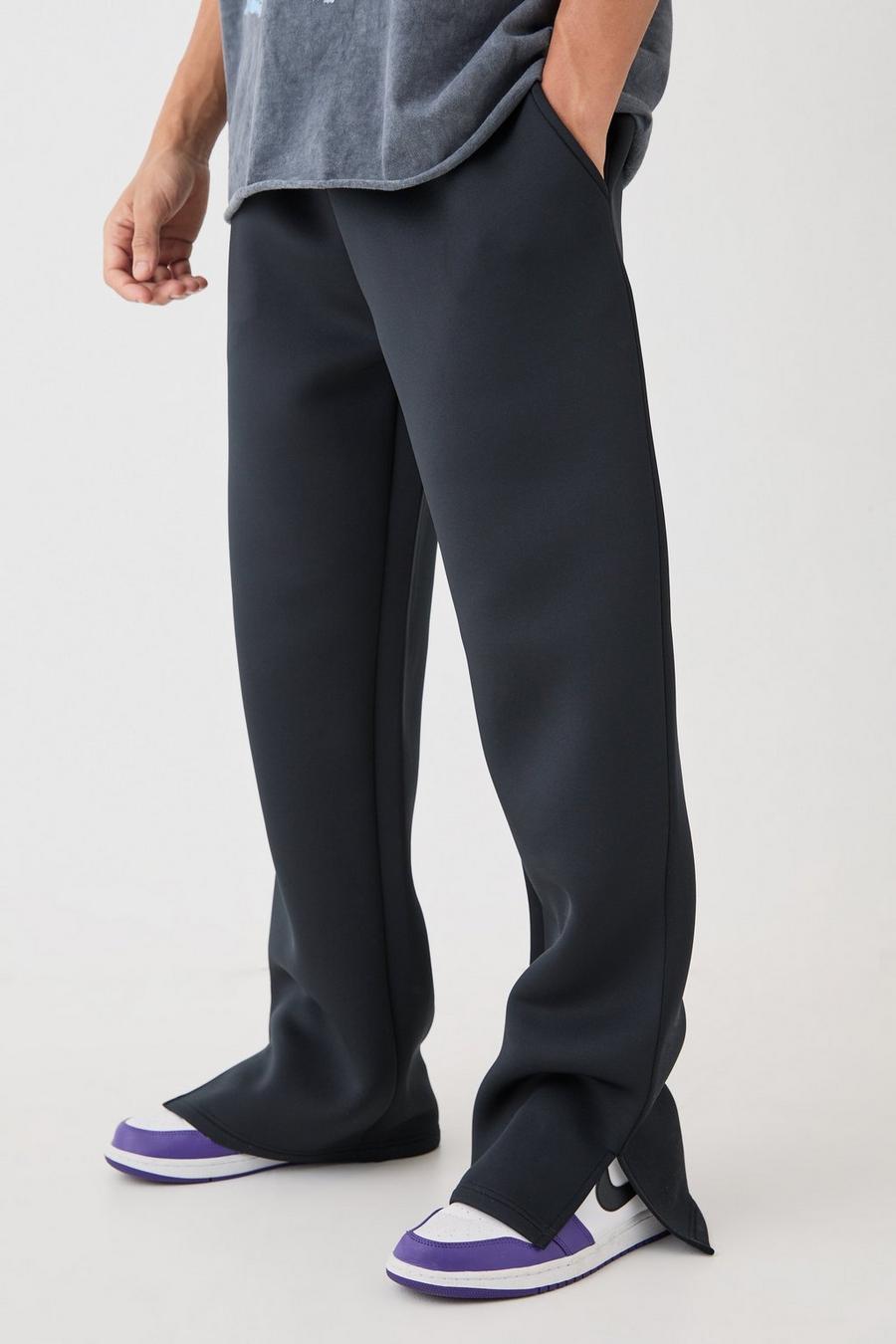 Pantaloni tuta in Scuba rivestito con spacco sul fondo, Black image number 1