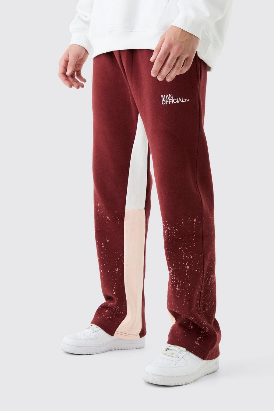 Pantaloni tuta Regular Fit con inserti e schizzi di colore, Chocolate image number 1