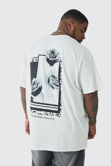 Plus Rose Back Graphic T-Shirt white