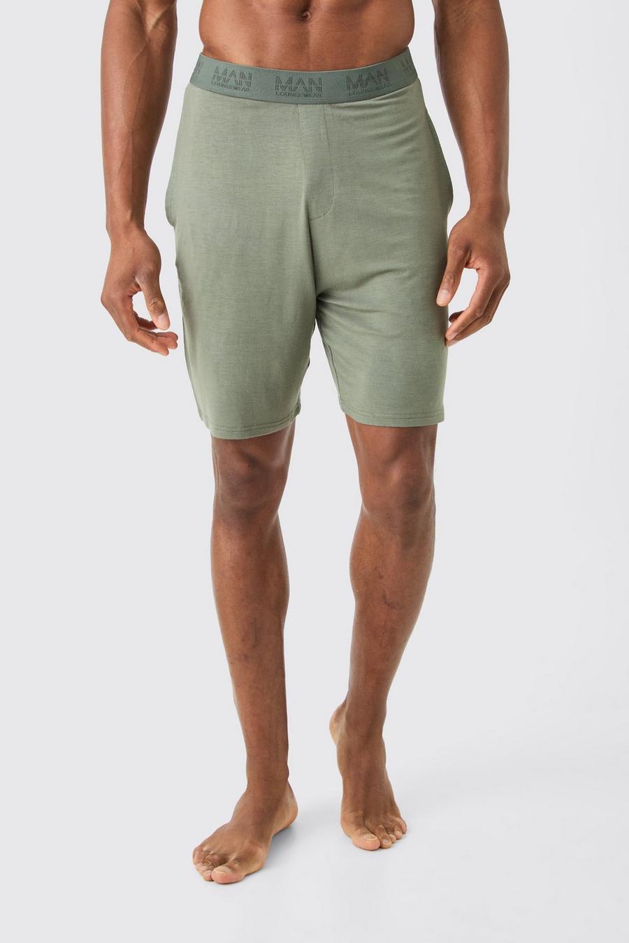 Pantalón corto para estar en casa de mezcla modal Premium con cintura elástica, Khaki image number 1