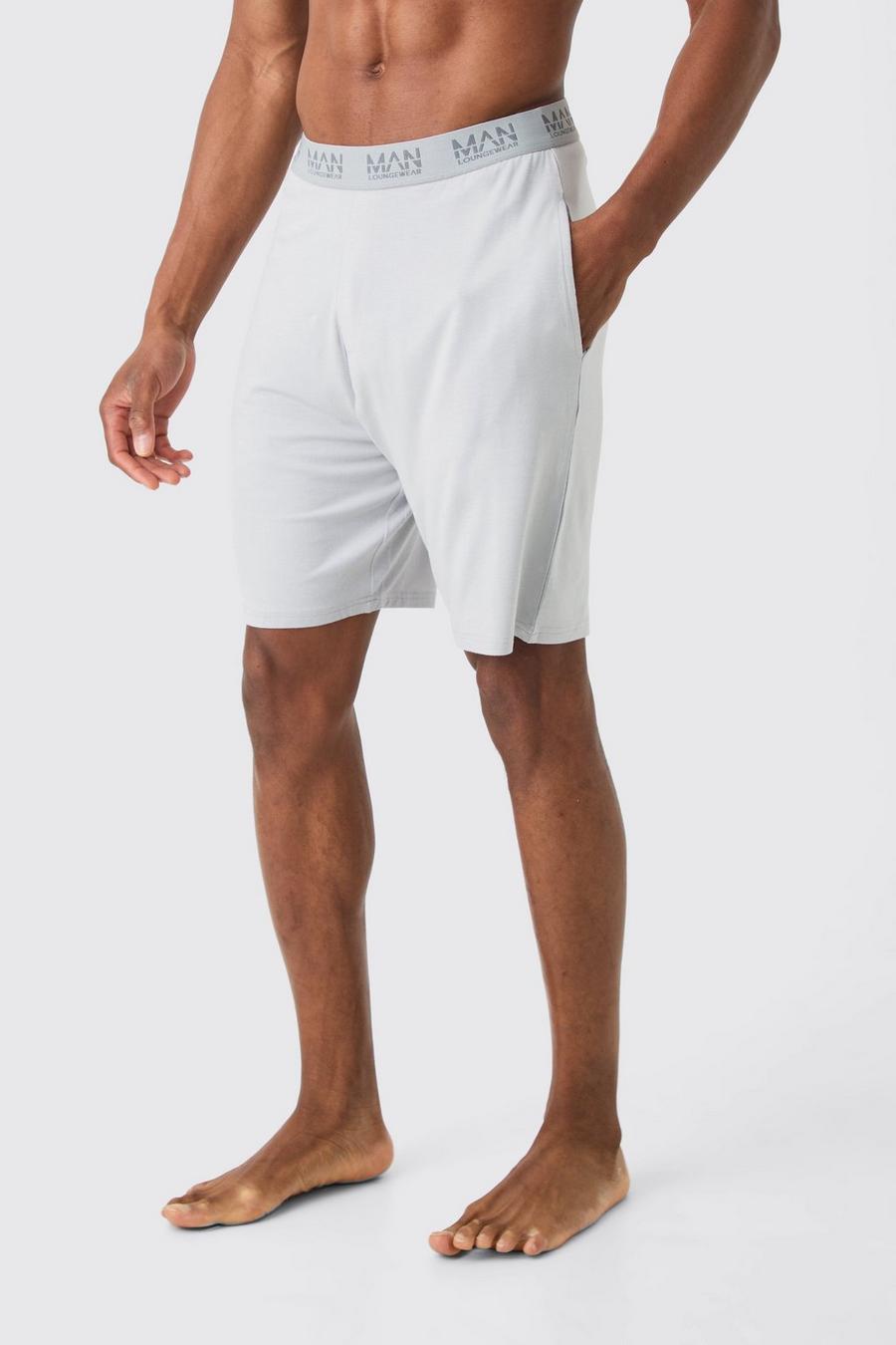 Pantalón corto para estar en casa de mezcla modal Premium con cintura elástica, Ash grey image number 1