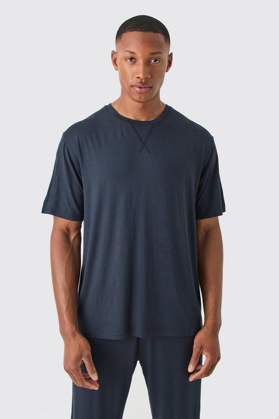 Premium Loungewear T-Shirt mit Detail, Black image number 1