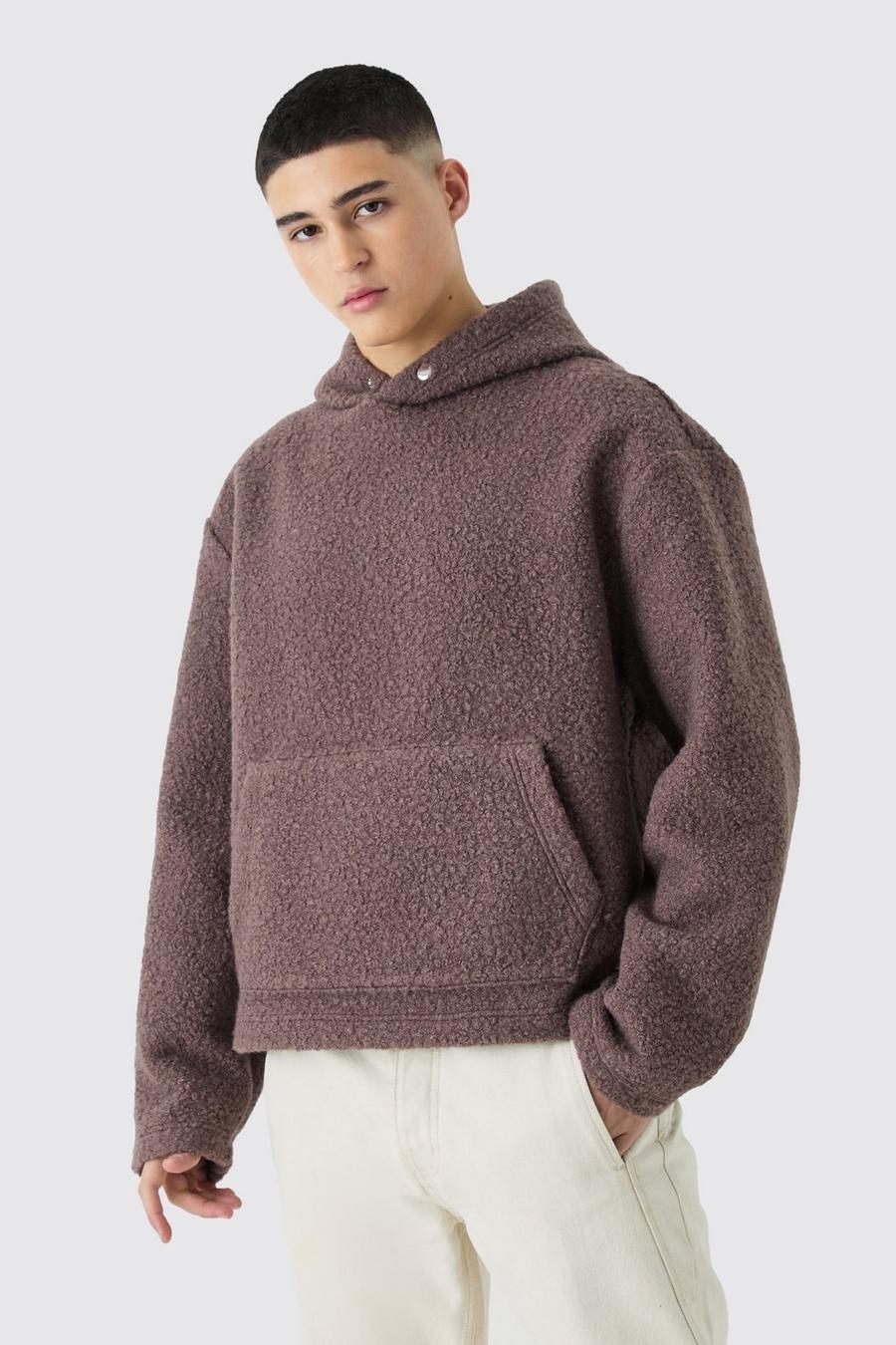 Brown Oversize hoodie i teddy i bouclé image number 1