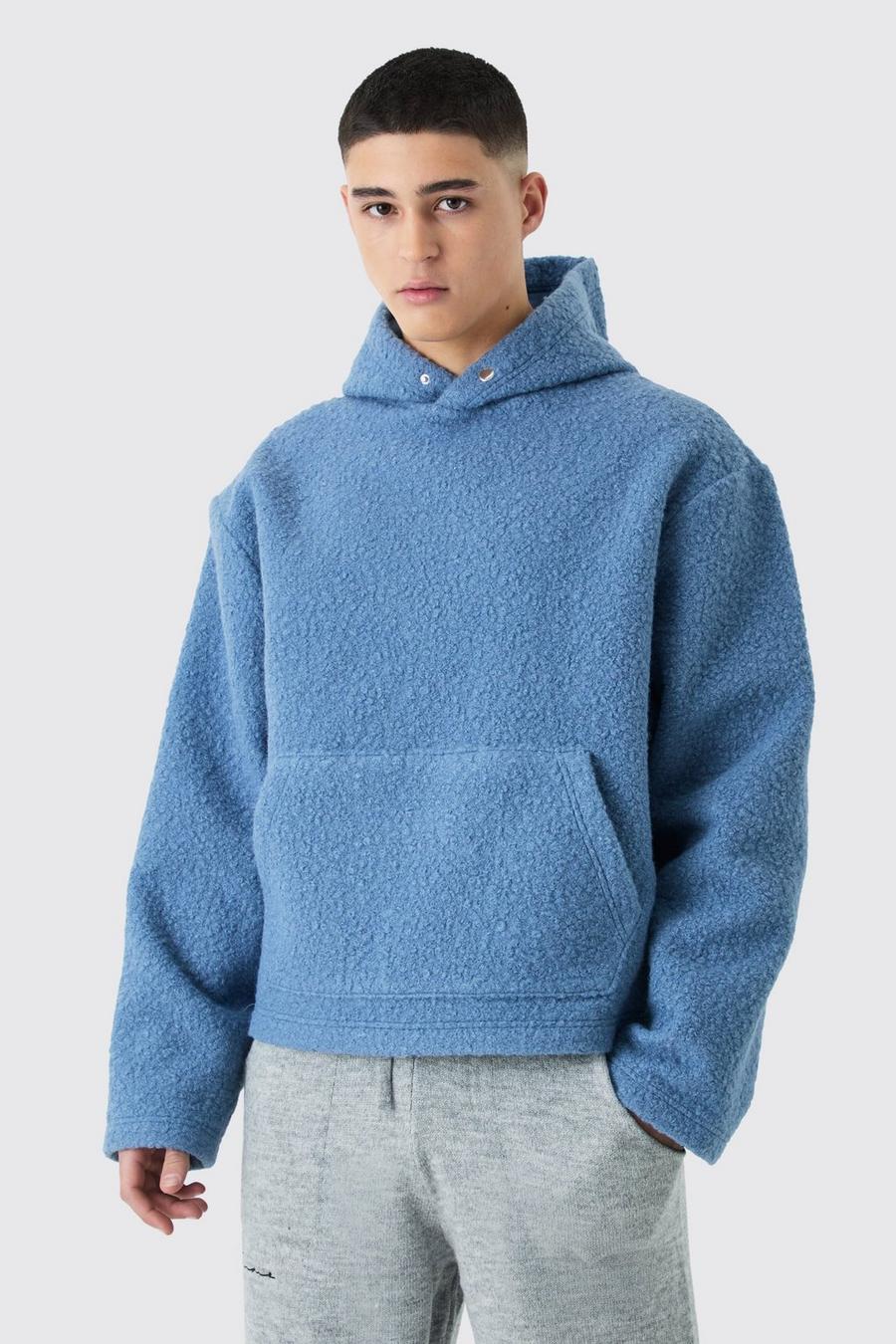 Blue Oversize hoodie i teddy i bouclé image number 1