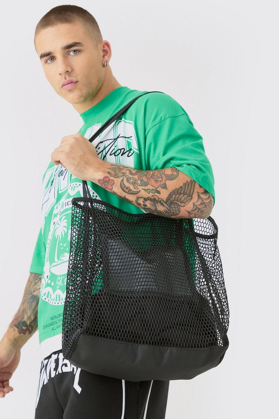 Black Mesh Shopper Tote Bag