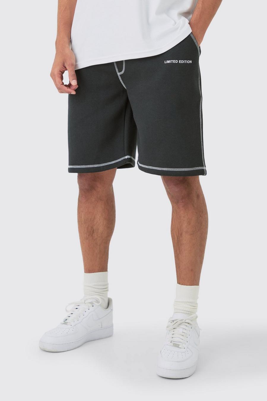 Black Relaxed Limited Edition Contrast Stitch Shorts image number 1