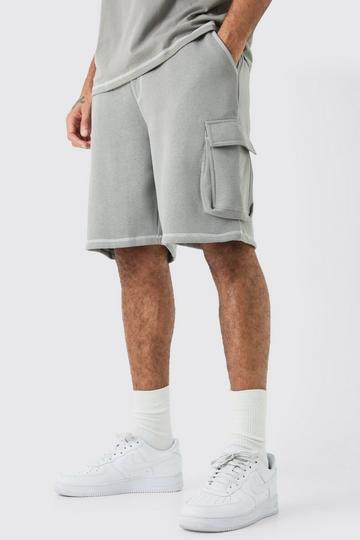 Relaxed Contrast Stitch Cargo Shorts charcoal