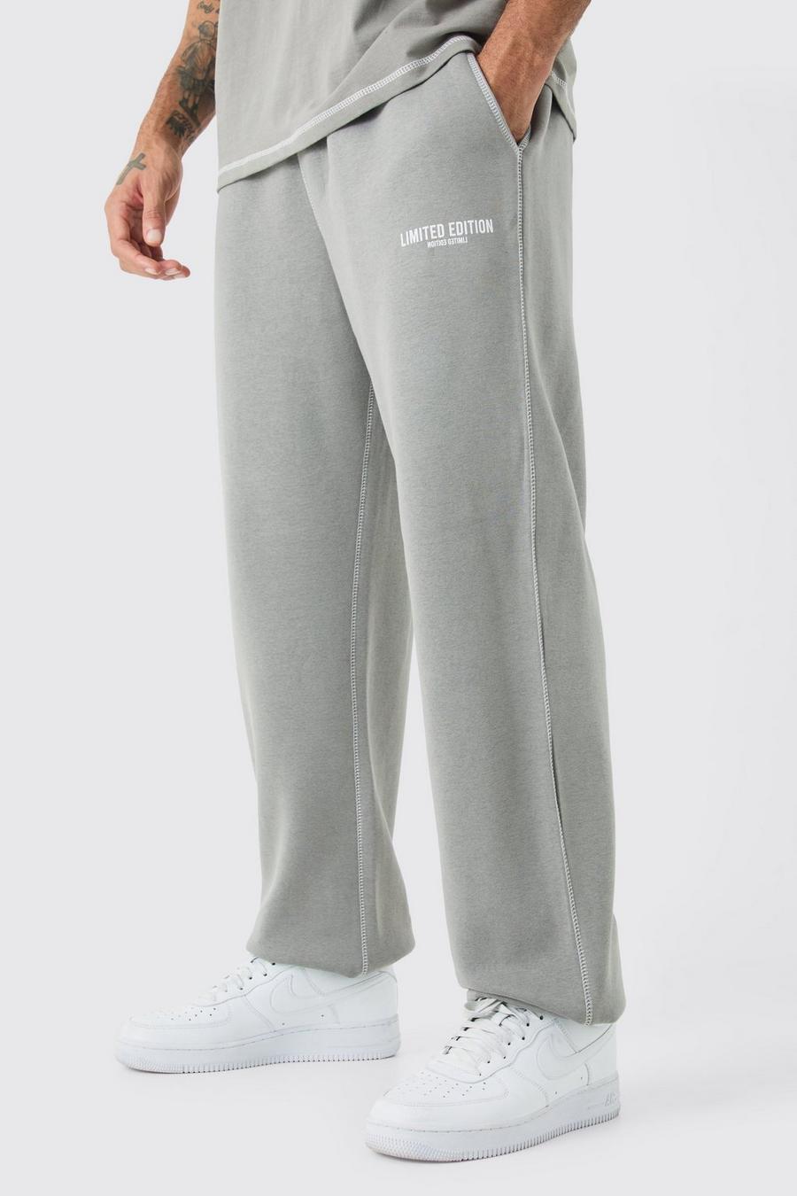 Pantalón deportivo oversize Limited Edition con costuras en contraste, Charcoal image number 1
