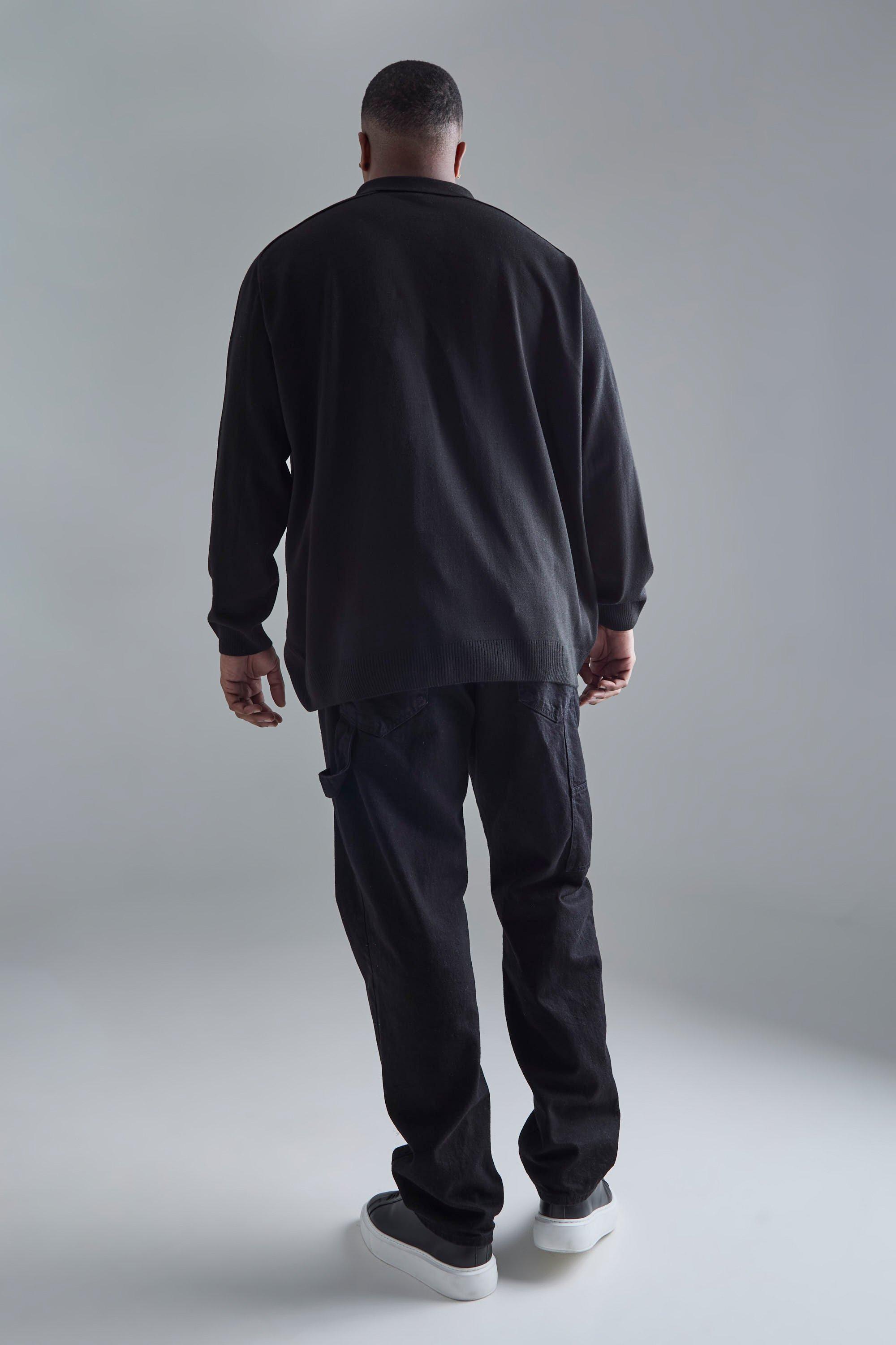 Polo Plus Size oversize in maglia nera boohoo IT