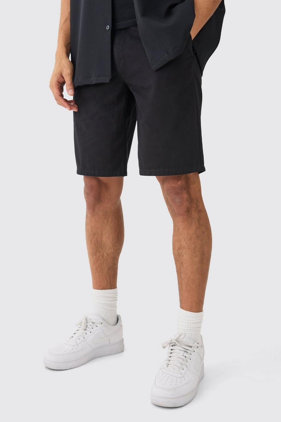 Fixed Waist Black Relaxed Fit Shorts image number 1