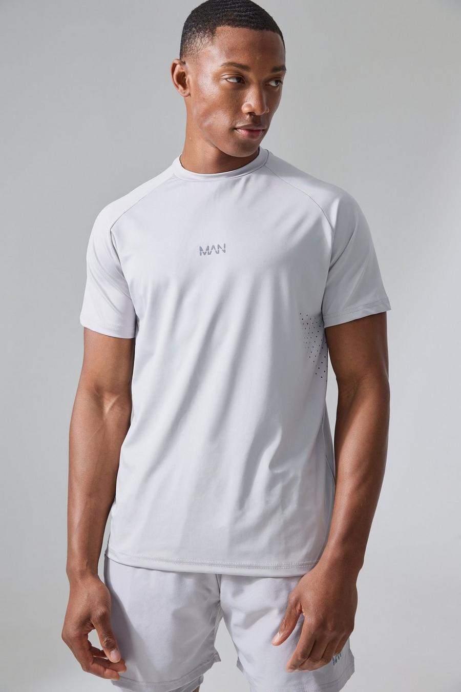 T-shirt Man Active traforata con spacco, Grey image number 1