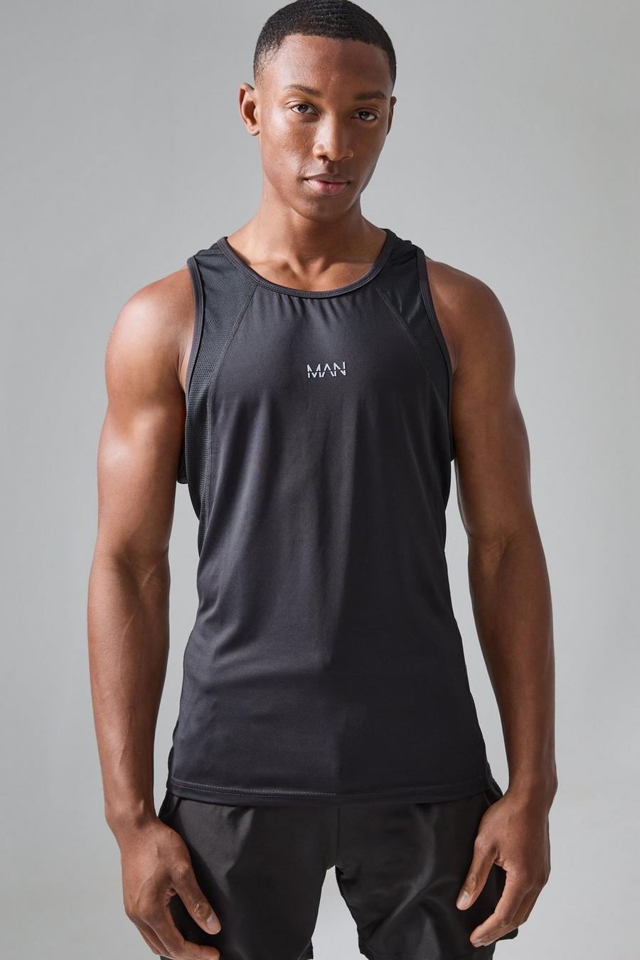 Black Man Active Mesh Panelled Vest image number 1
