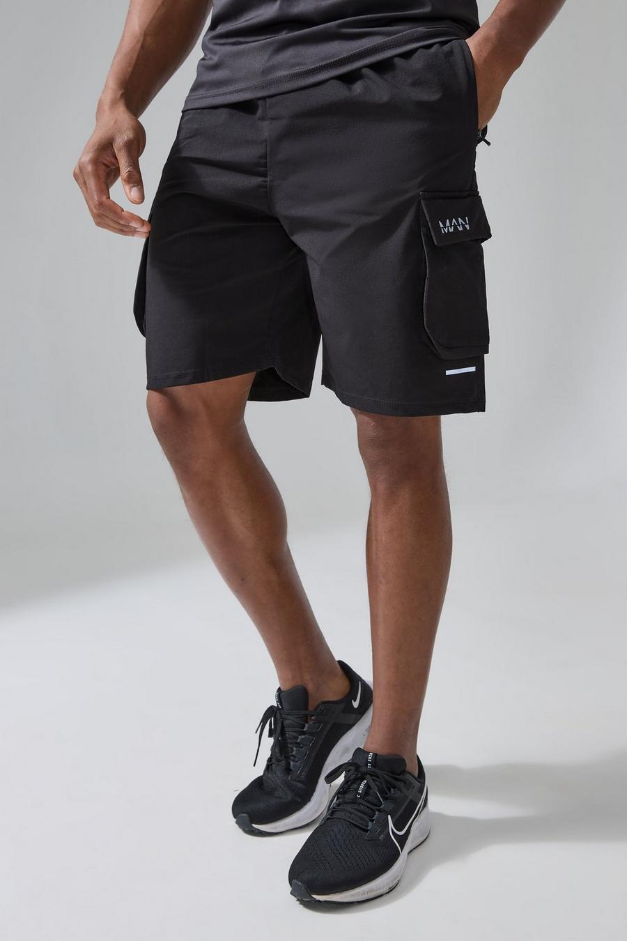 Black Man Active Reflecterende Cargo Shorts (5inch) image number 1