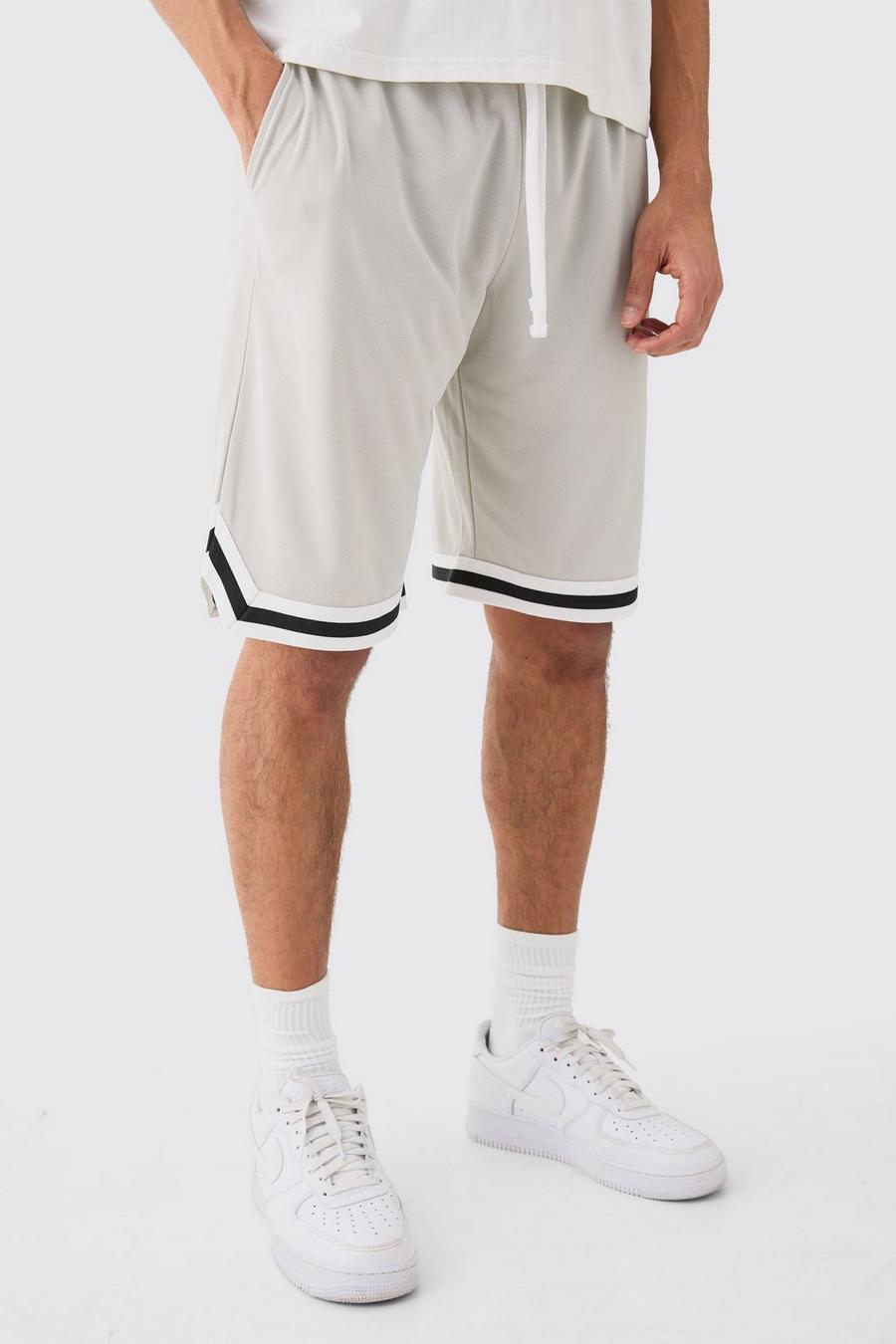 Pantalón corto holgado de malla estilo baloncesto, Light grey