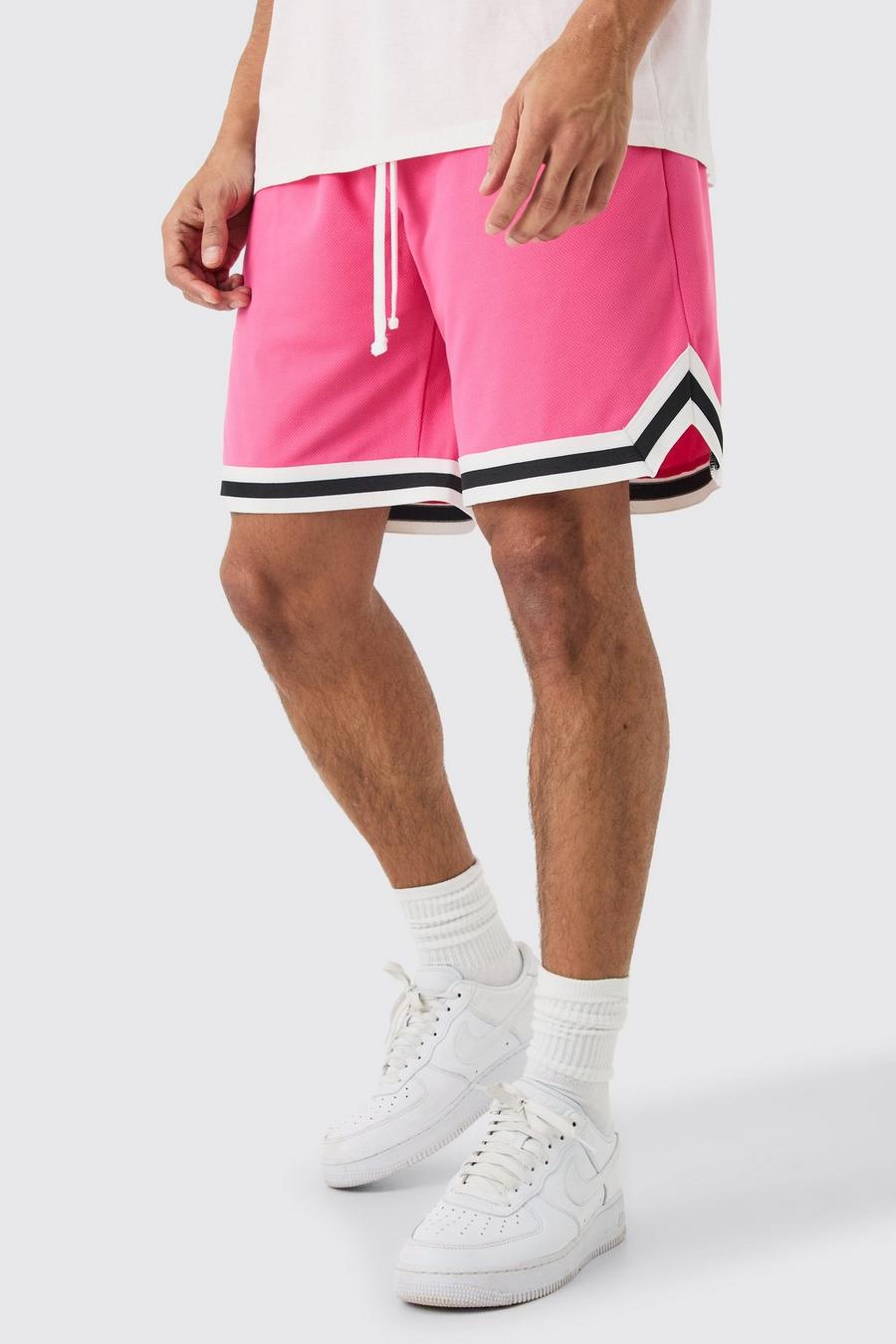 Pantalón corto holgado de malla estilo baloncesto, Pink