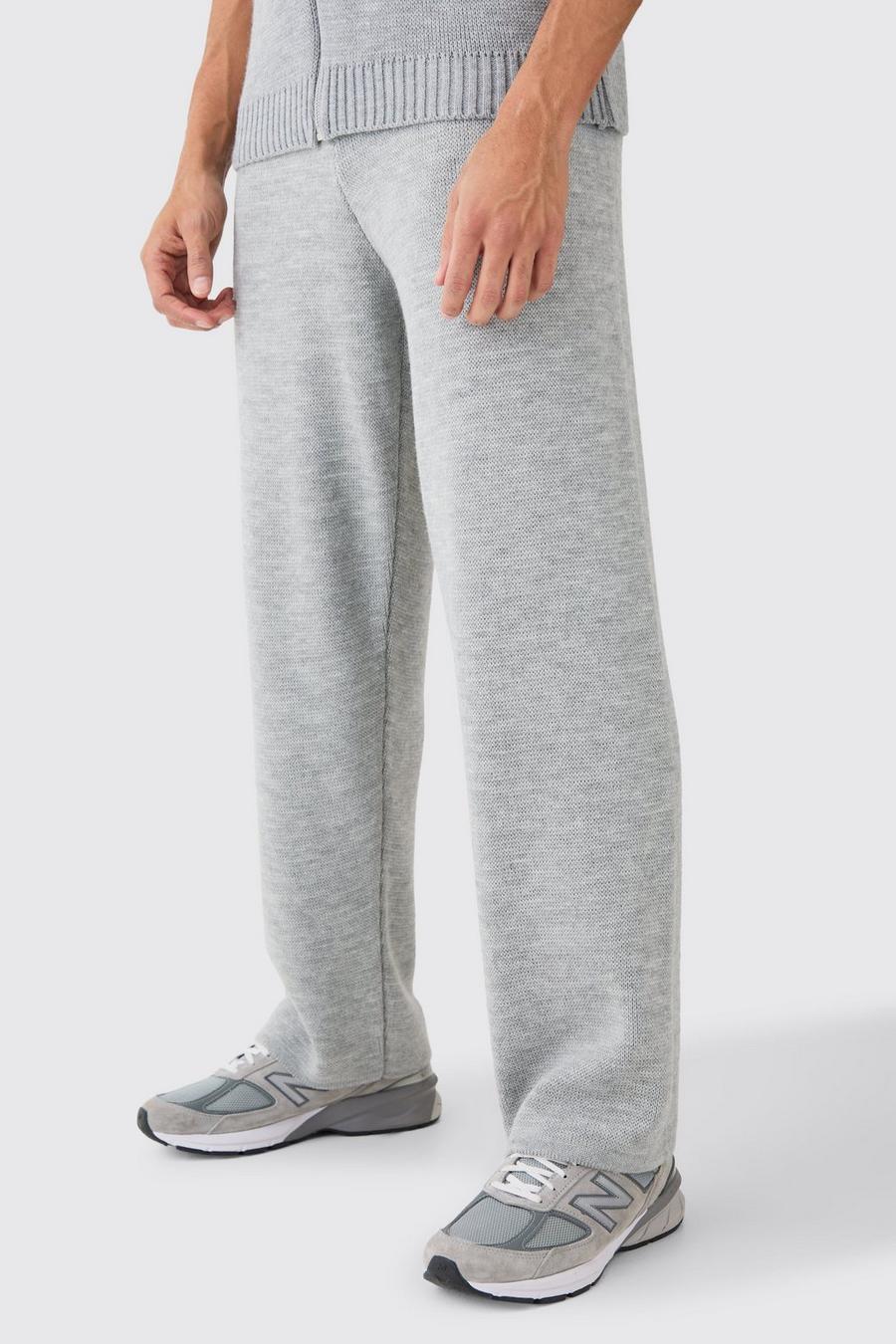 Pantaloni rilassati in maglia, Light grey