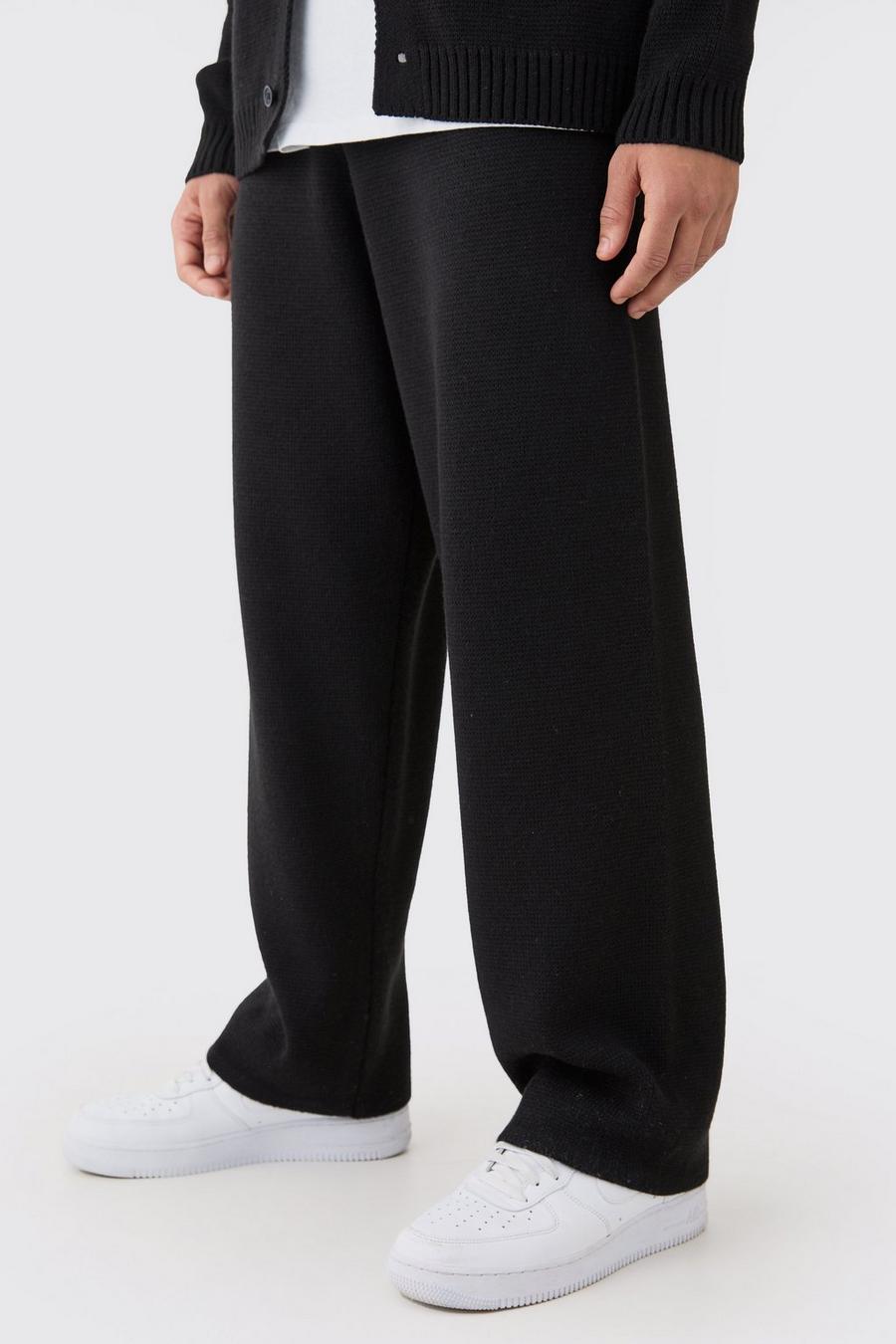 Pantaloni rilassati in maglia, Black