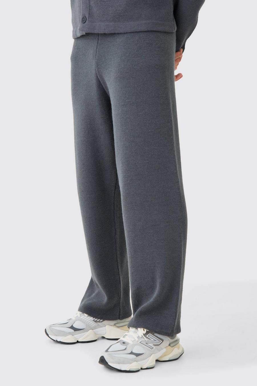 Pantaloni rilassati in maglia, Charcoal image number 1