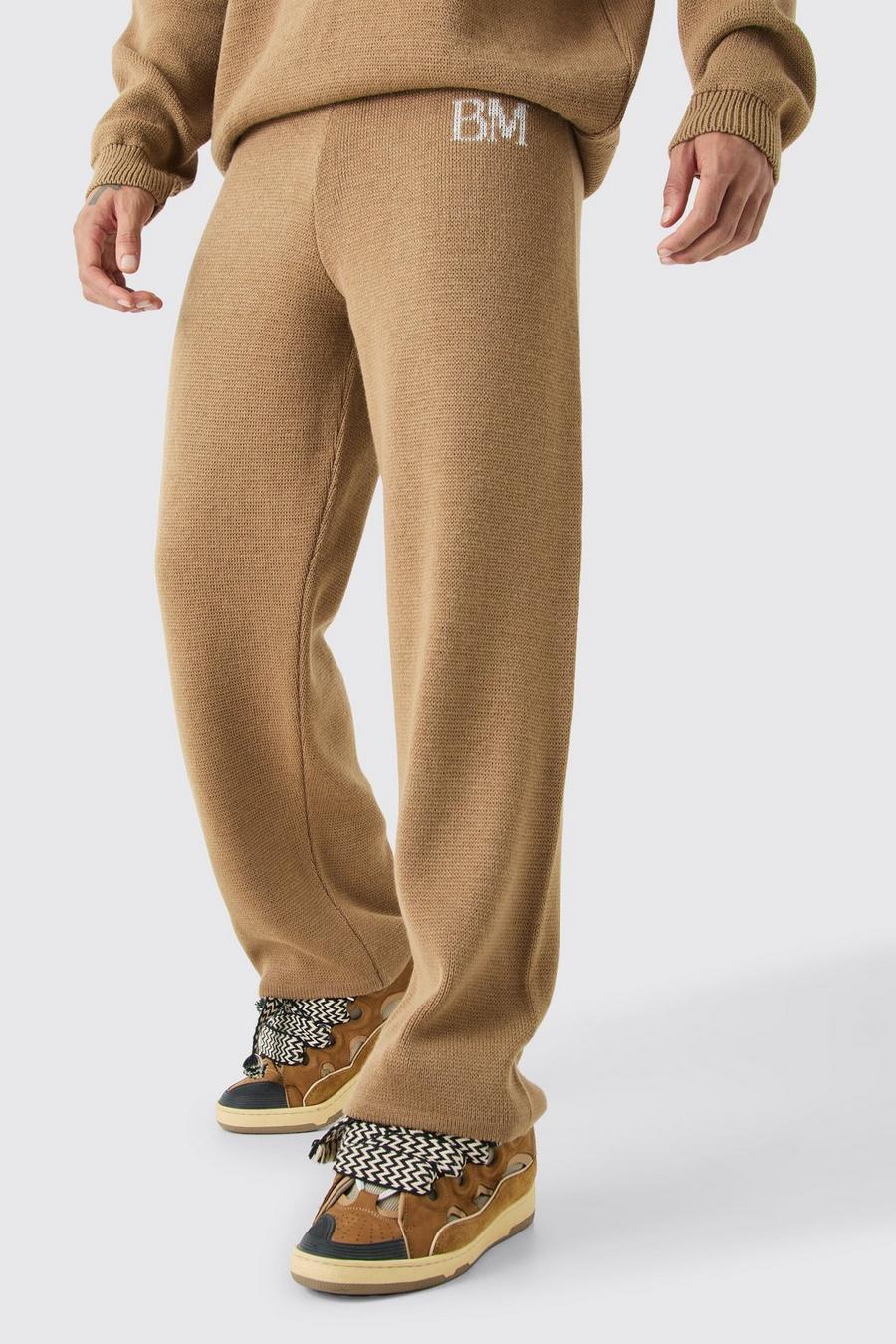 Stone Relaxed Branded Knit Trouser