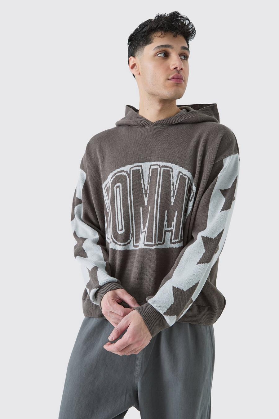 Charcoal Boxy Moto Graphic Hoodie image number 1