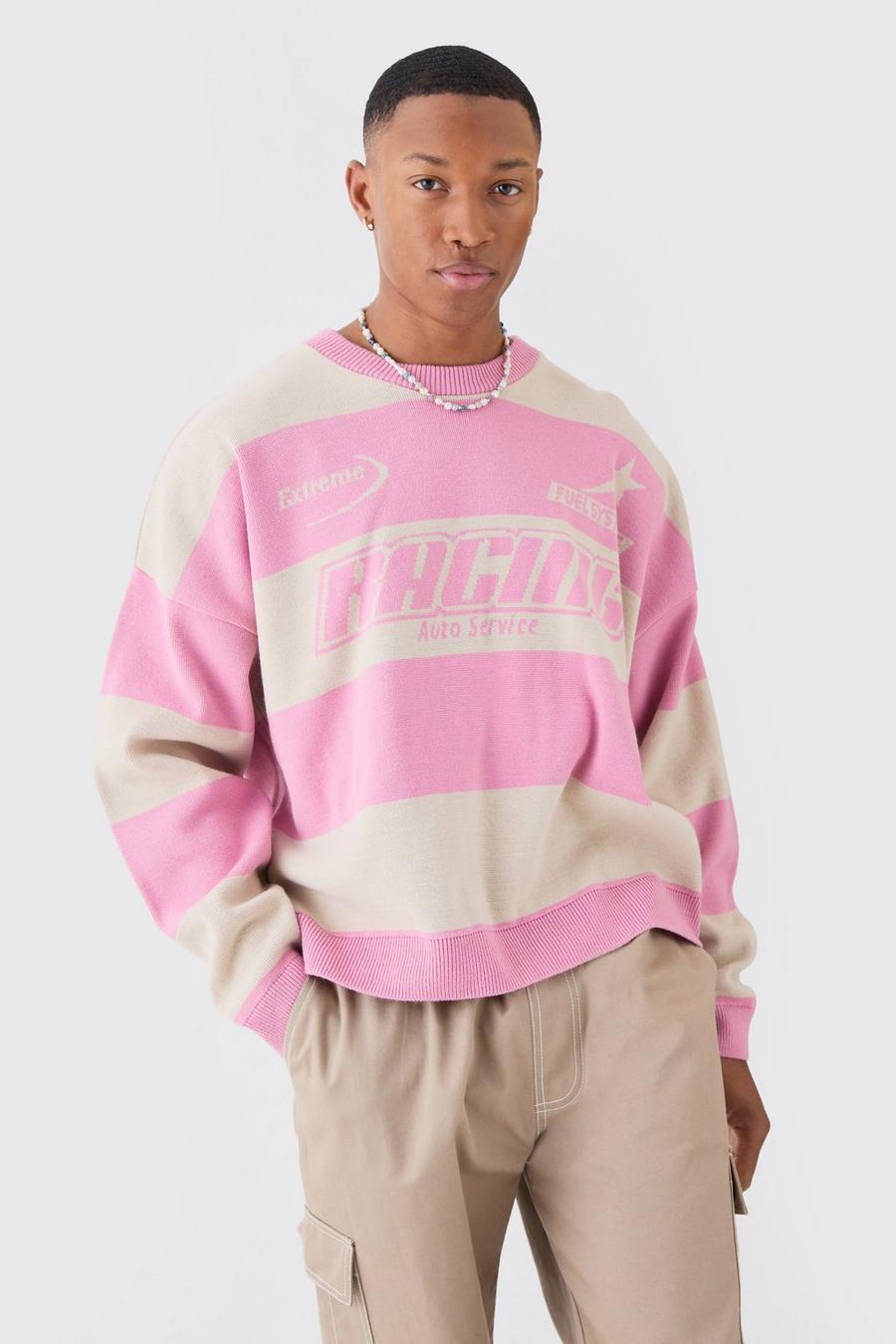 Dusty pink Oversize stickad tröja med låg axelsöm