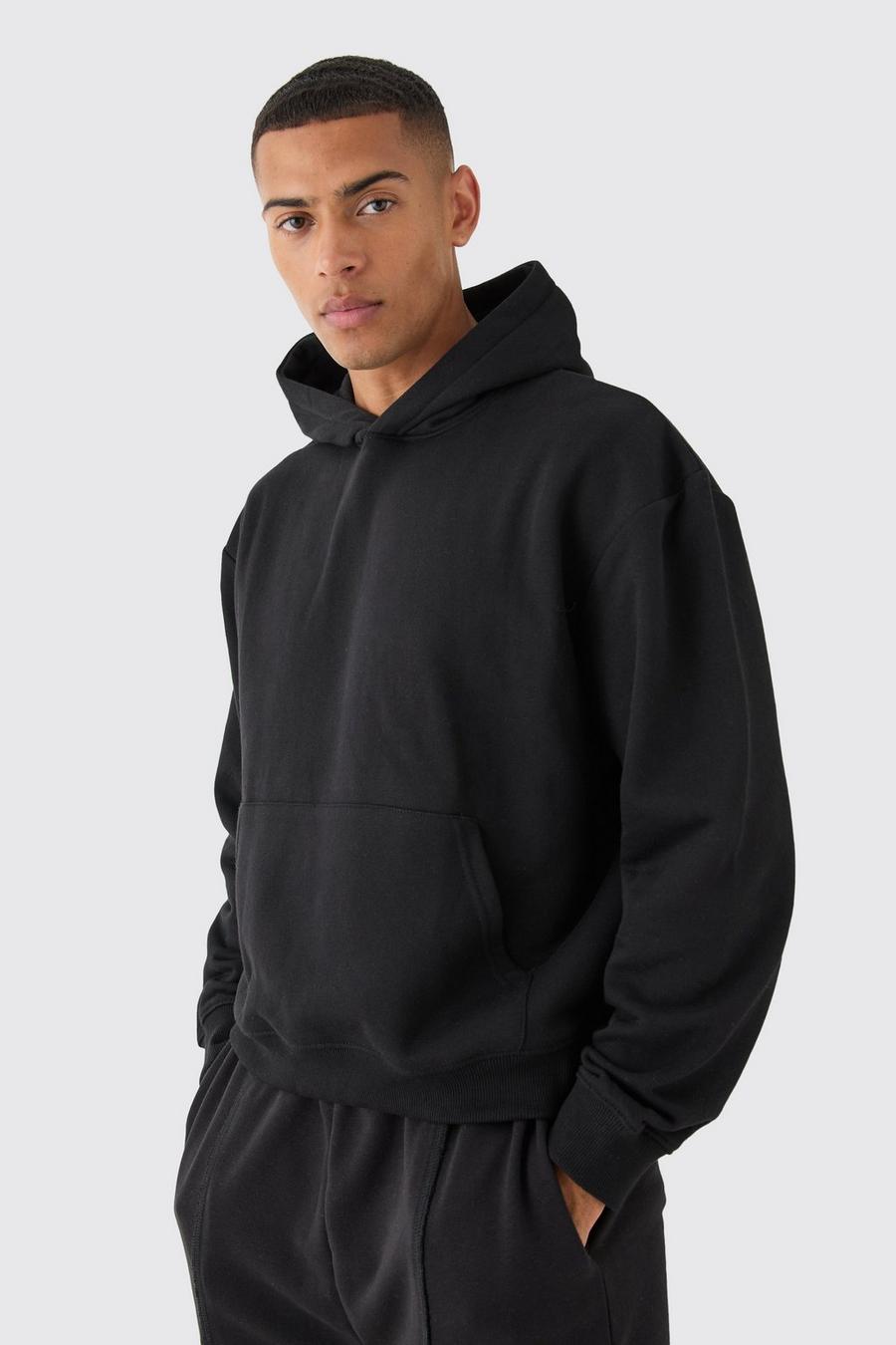 Black Oversize hoodie i boxig modell image number 1
