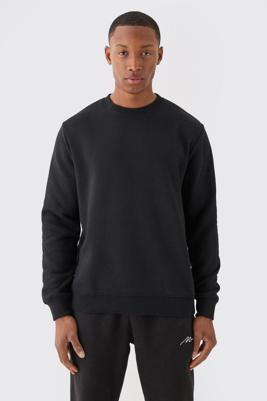 Black Basic Crew Neck Sweatshirt