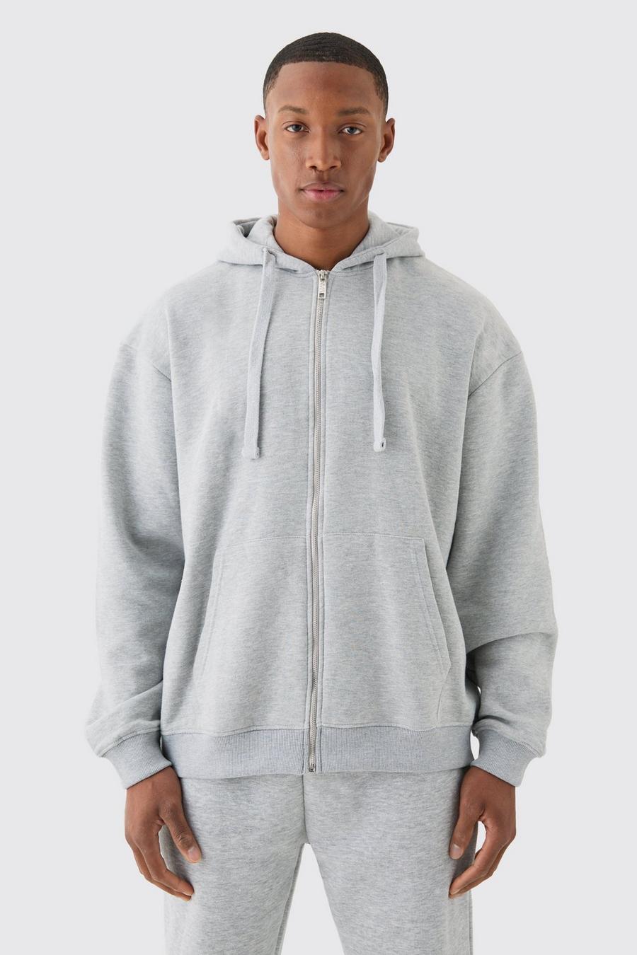 Grey marl Oversize hoodie med dragkedja image number 1
