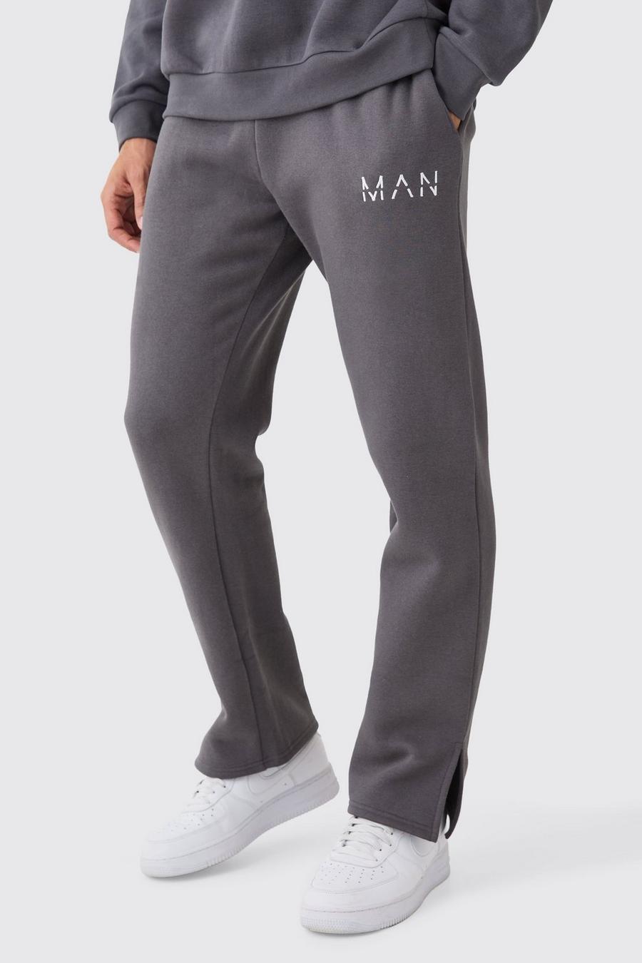 Pantalón deportivo MAN con abertura en el bajo, Charcoal