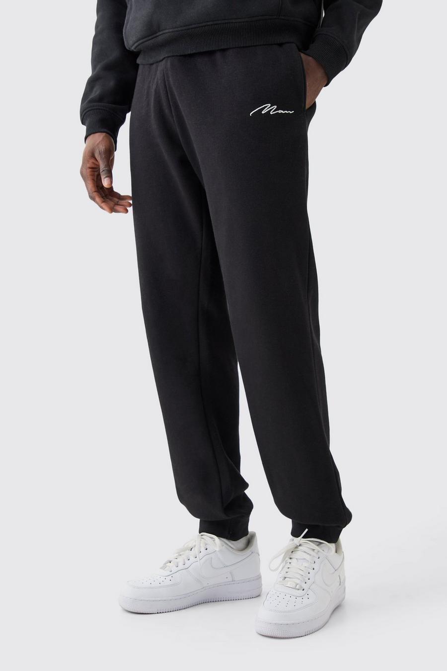 Pantalón deportivo Regular con firma MAN, Black image number 1