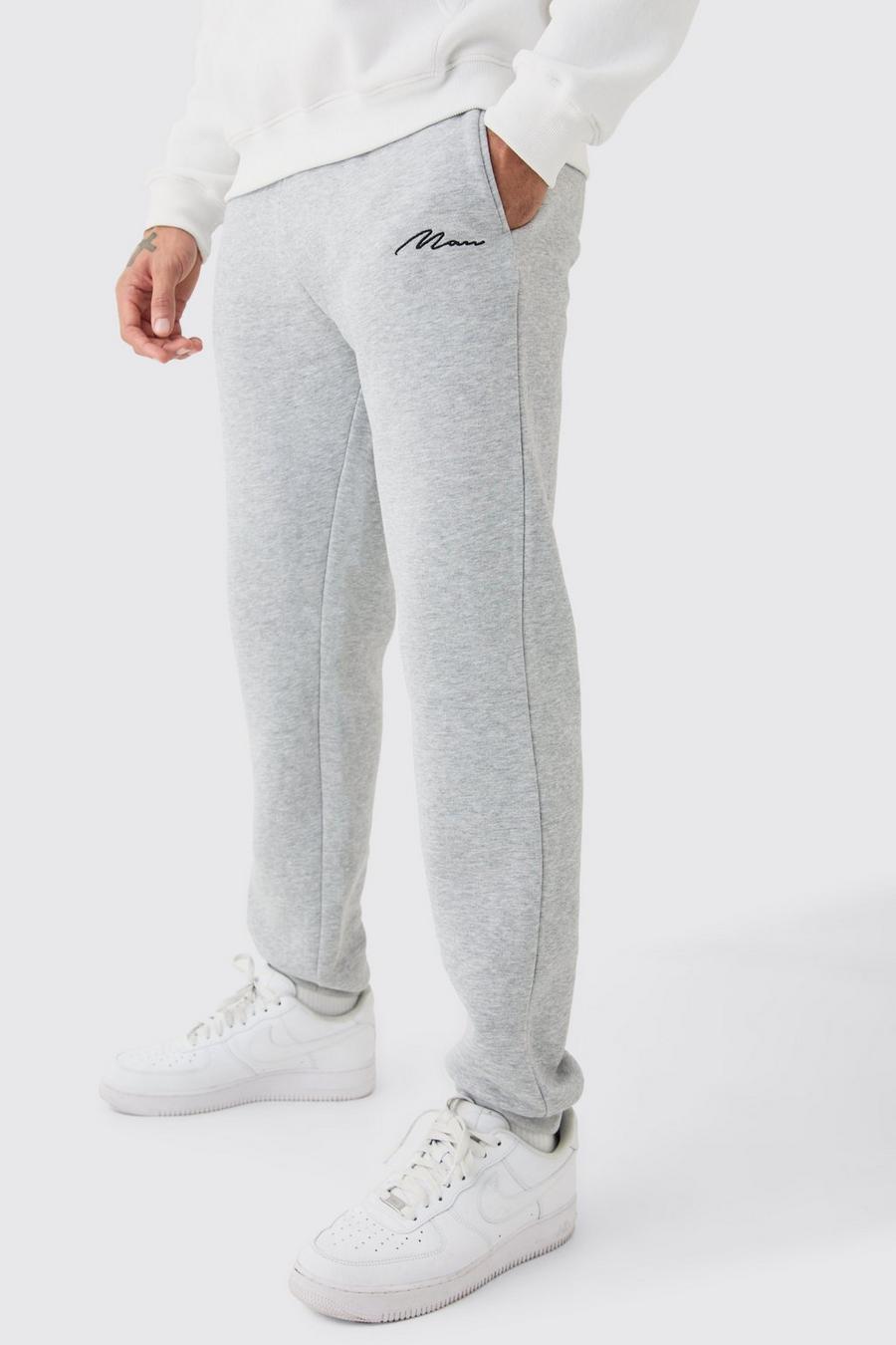 Pantaloni tuta Regular Fit con firma Man, Grey marl image number 1