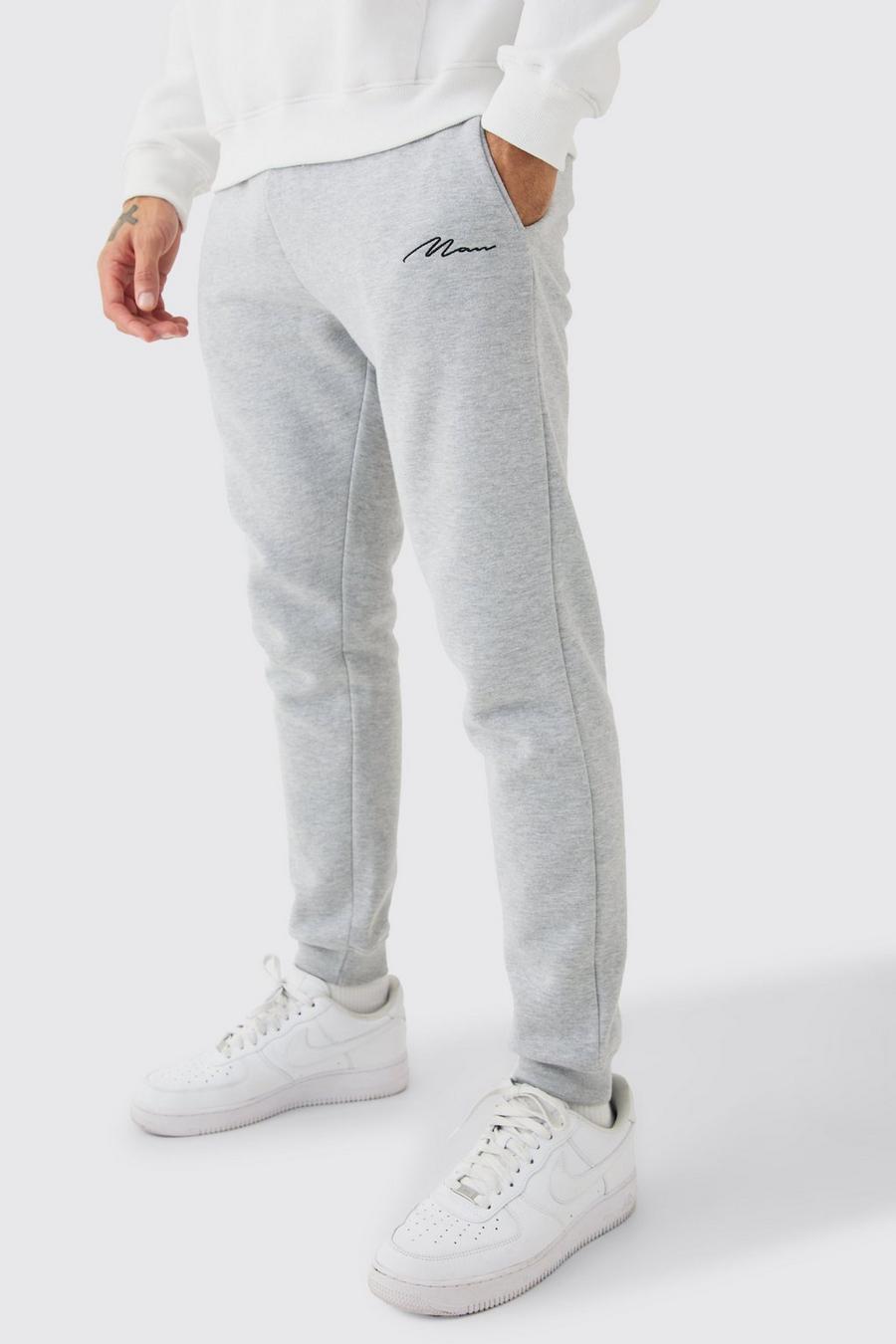 Pantaloni tuta Slim Fit con firma Man, Grey marl image number 1