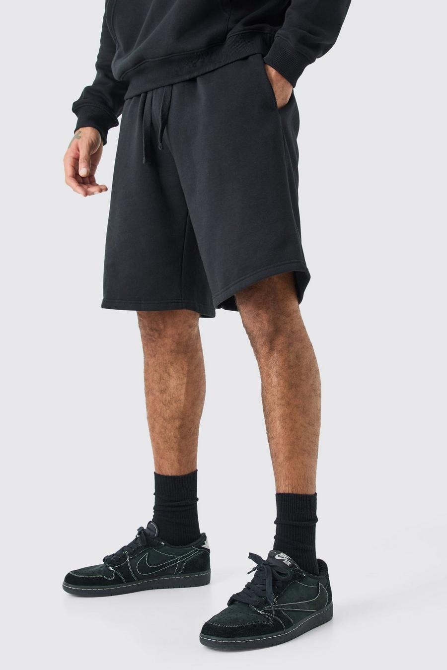 Pantalón corto oversize de tela jersey, Black image number 1