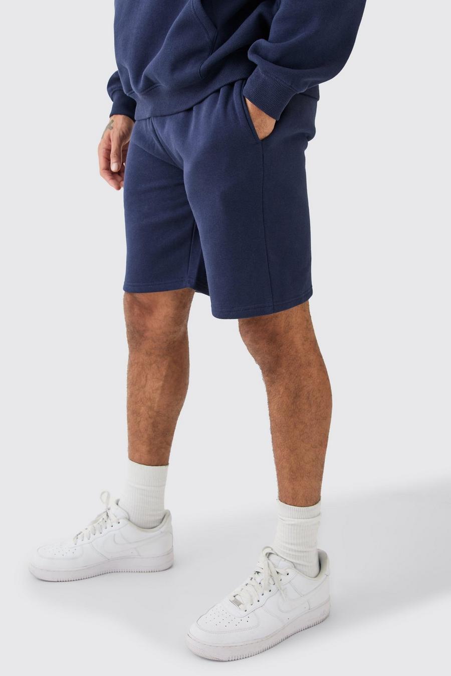 Pantalón corto holgado de tela jersey, Navy
