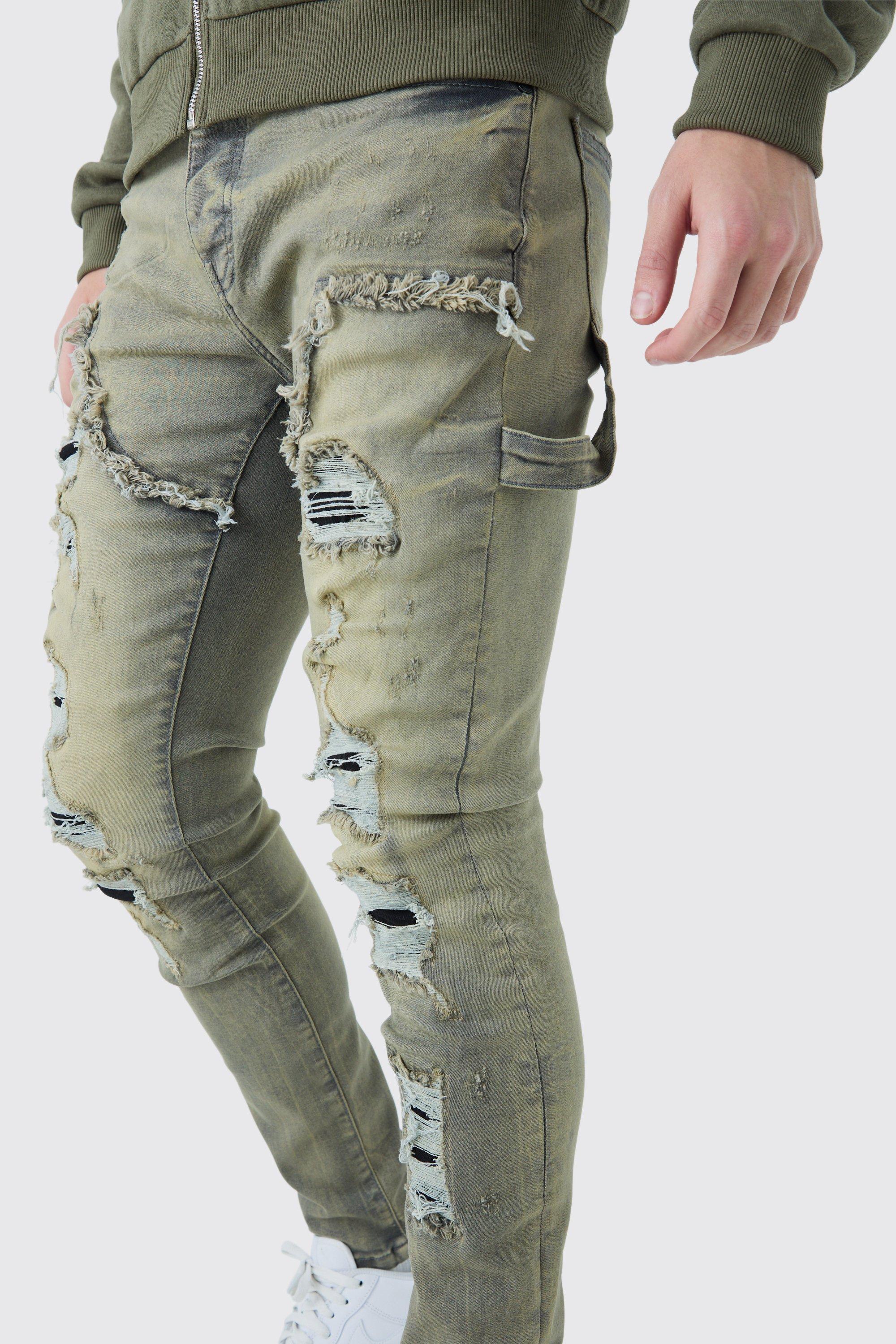 Grey best sale ripped pants