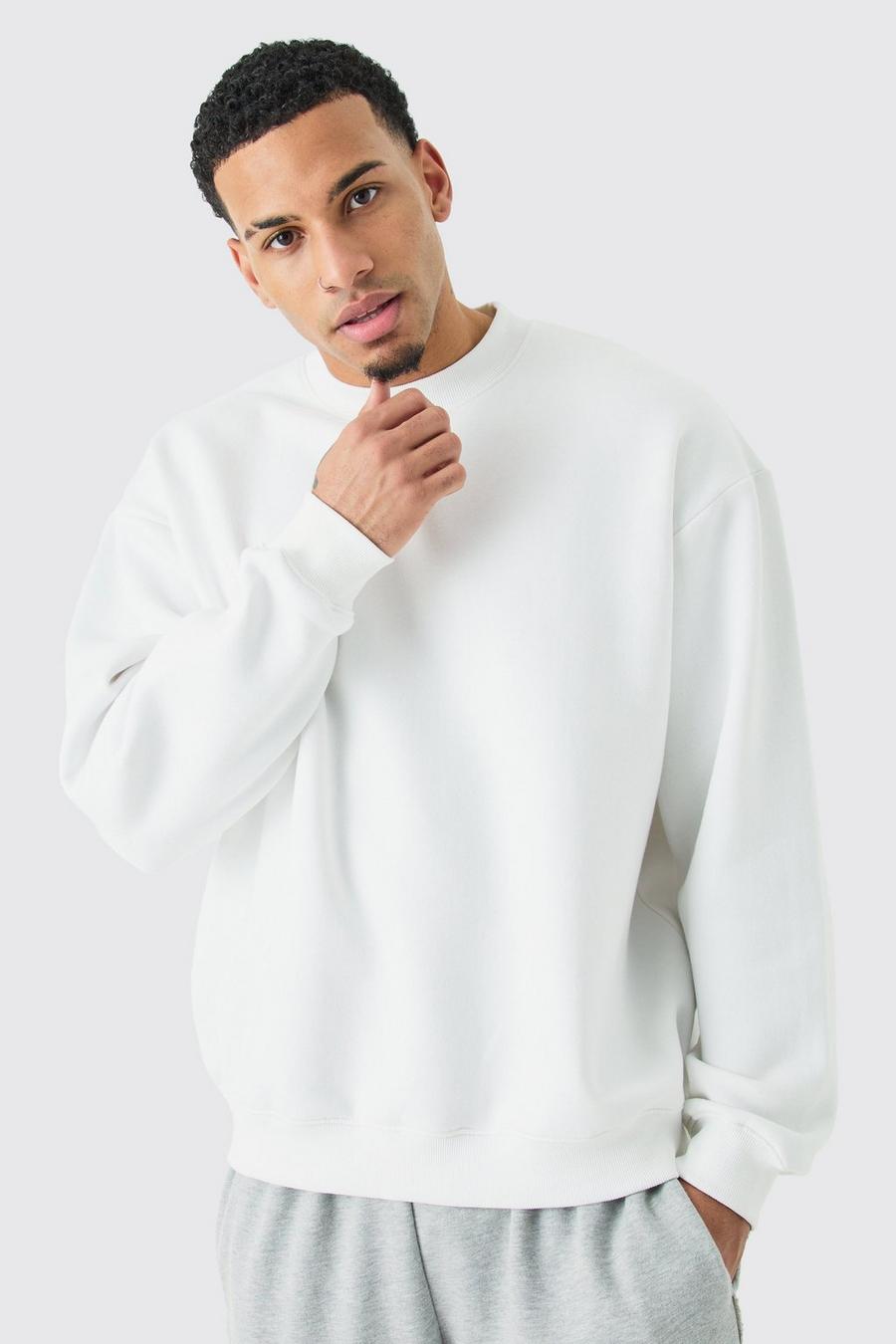 White Oversize sweatshirt med hög halsmudd image number 1