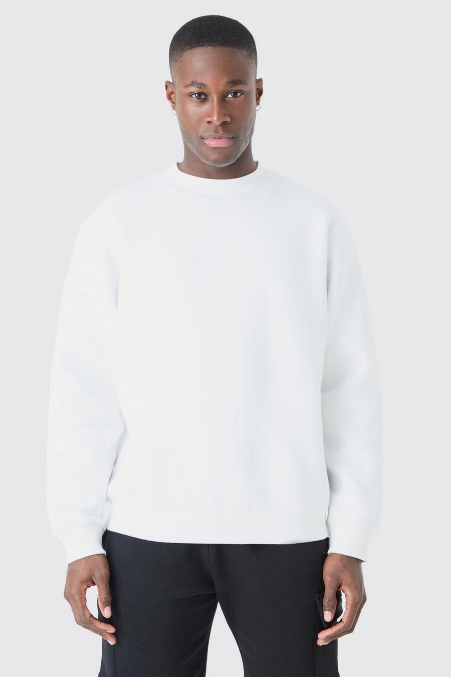White Basic Oversized Crew Neck Sweatshirt image number 1
