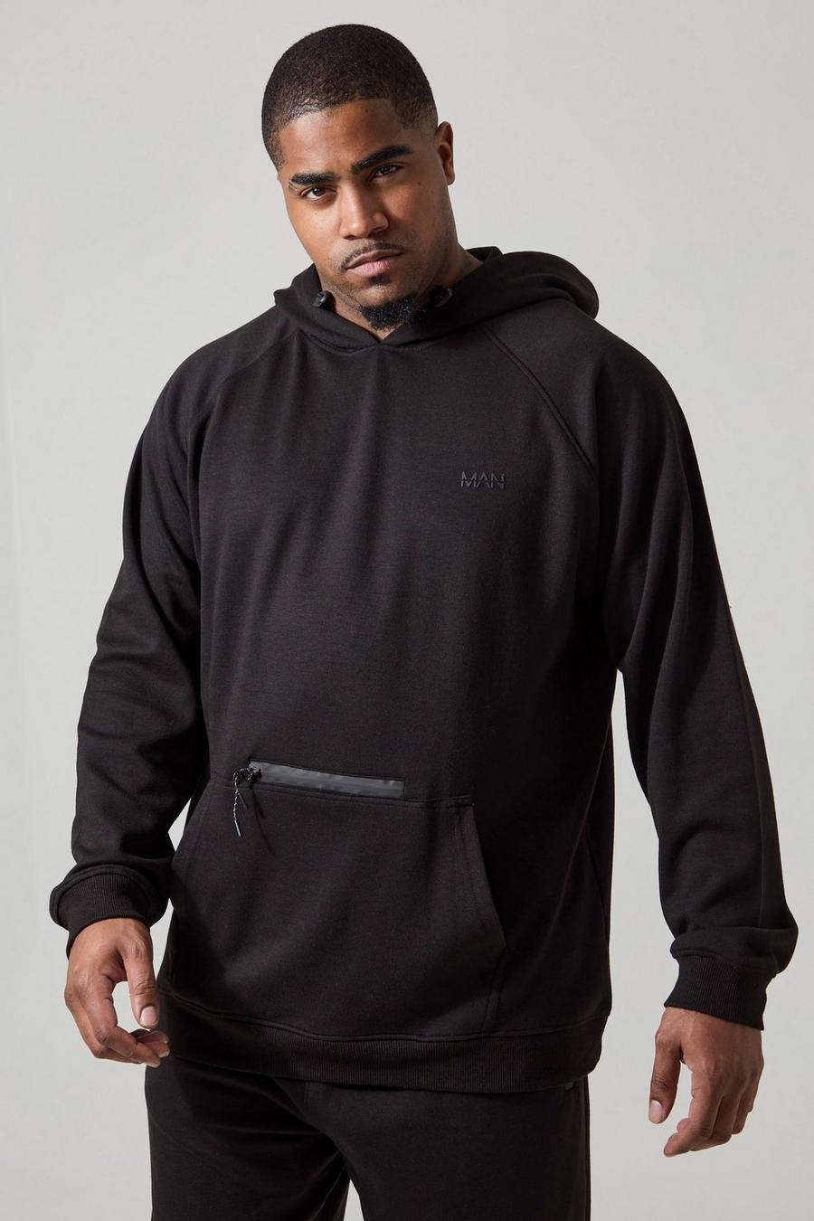 Black Plus Man Active Tech Hoodie And Shorts Set image number 1