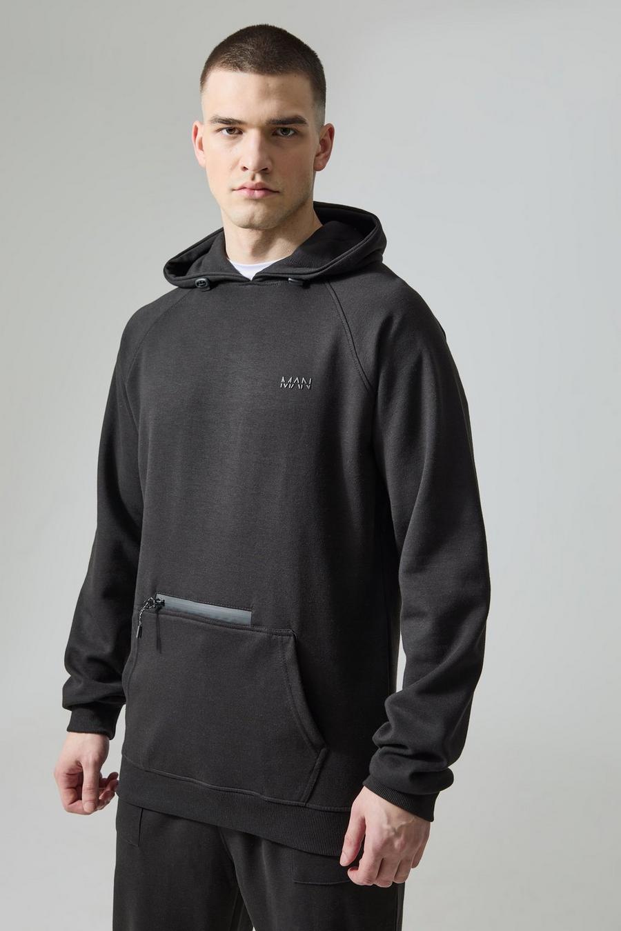 Black Tall Man Active Hoodie med tryck image number 1