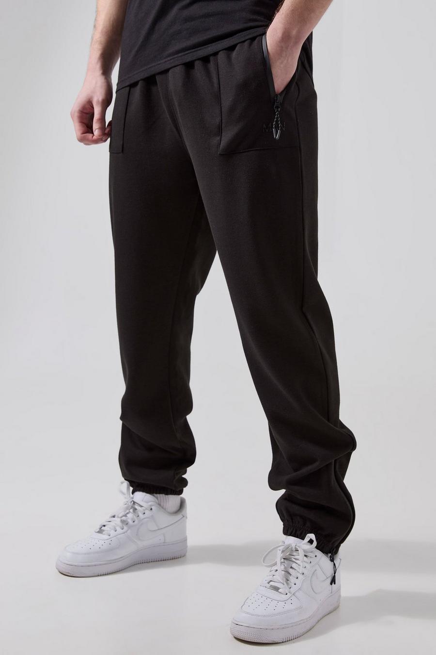 Pantaloni tuta Tall Man Active Tech con zip sul fondo, Black
