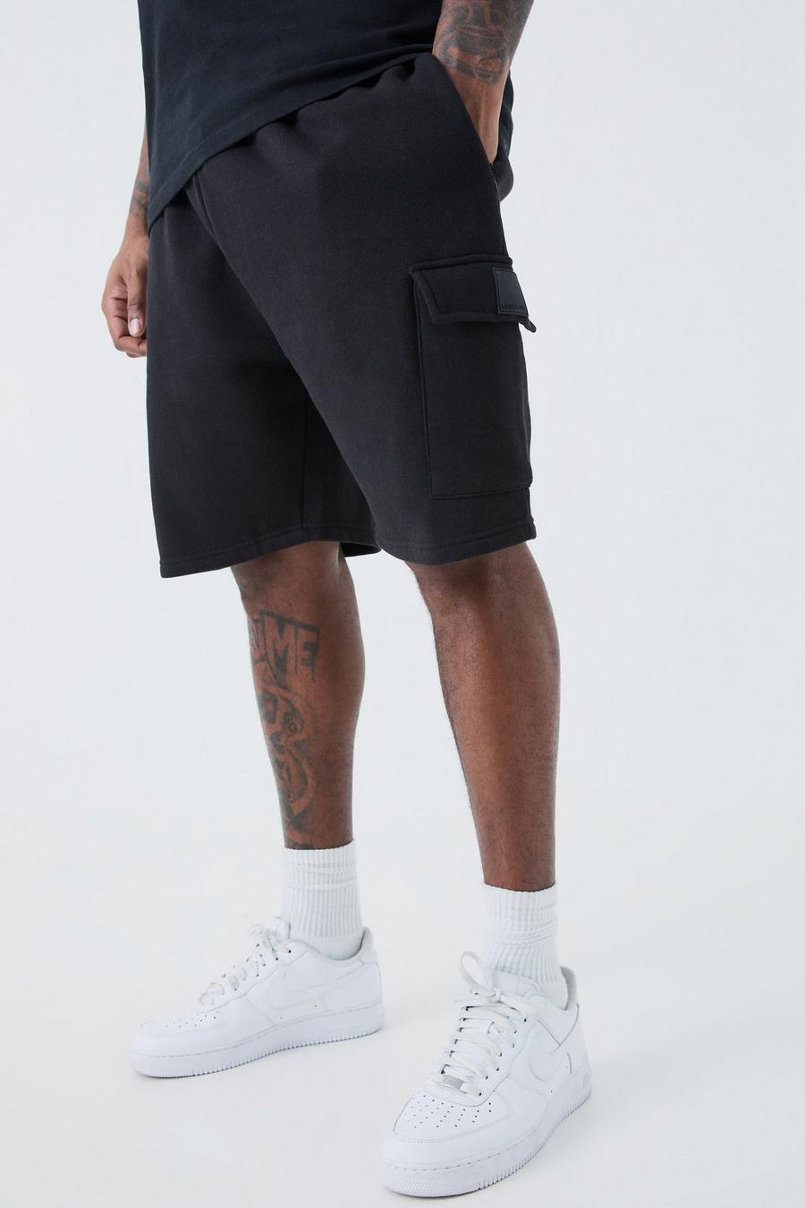 Black Plus Man Active Cargo Shorts image number 1