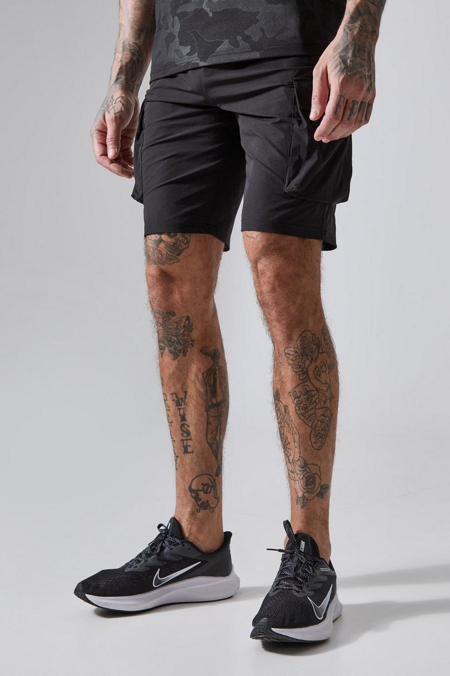 Black Tall Man Active Lightweight Cargo Shorts image number 1