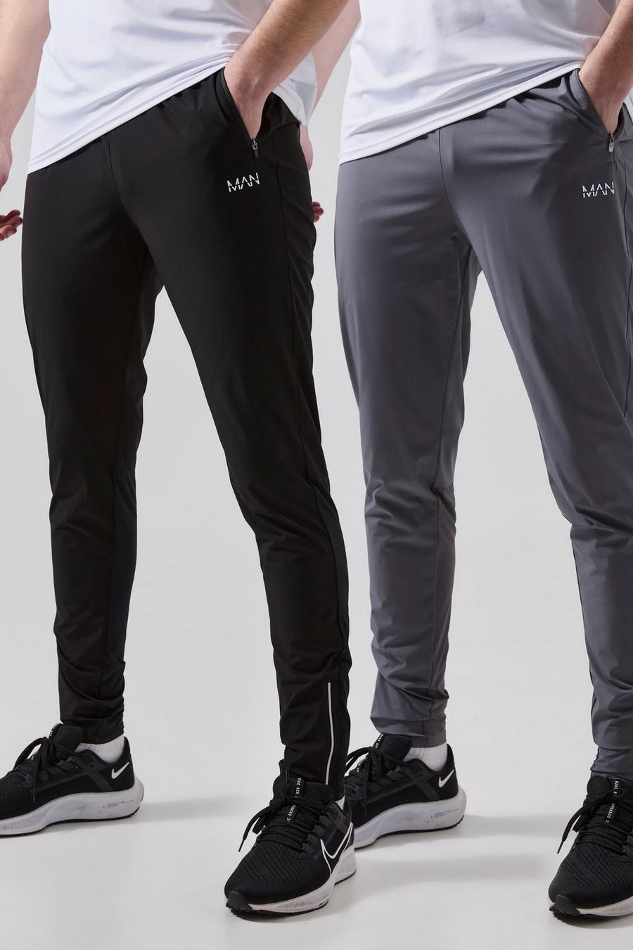 Pack de 2 pantalones de chándal Tall MAN Active deportivos ligeros, Black image number 1
