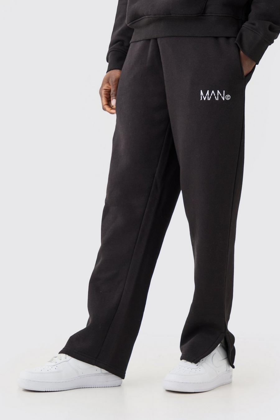 Pantalón deportivo MAN con abertura en el bajo, Black