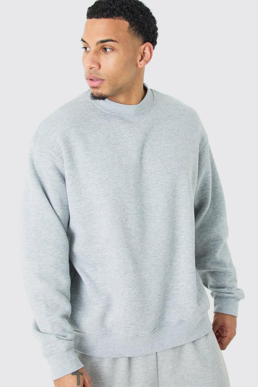 Grey marl Oversize sweatshirt med hög halsmudd image number 1